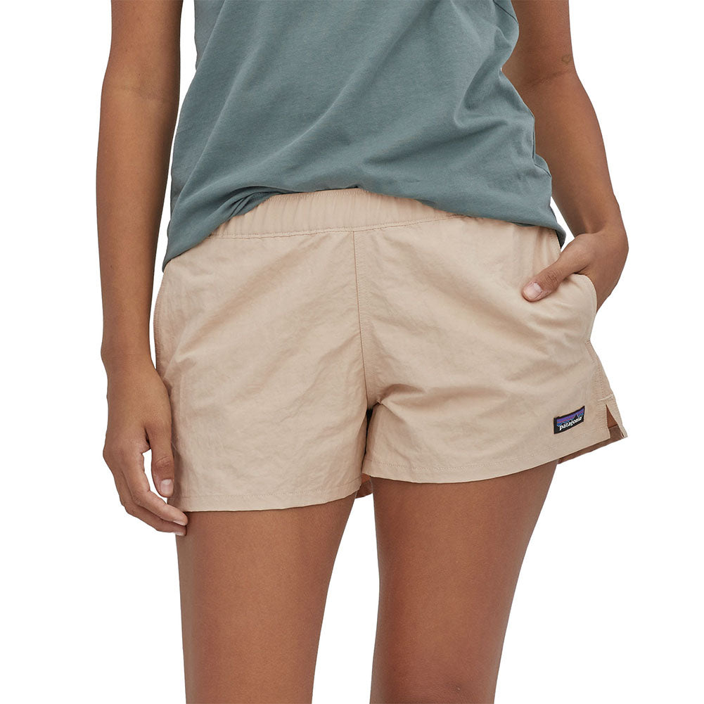 Patagonia Women's Barely Baggies Shorts - 2 1/2 in. Clean Currents Patch: Lago Blue / M